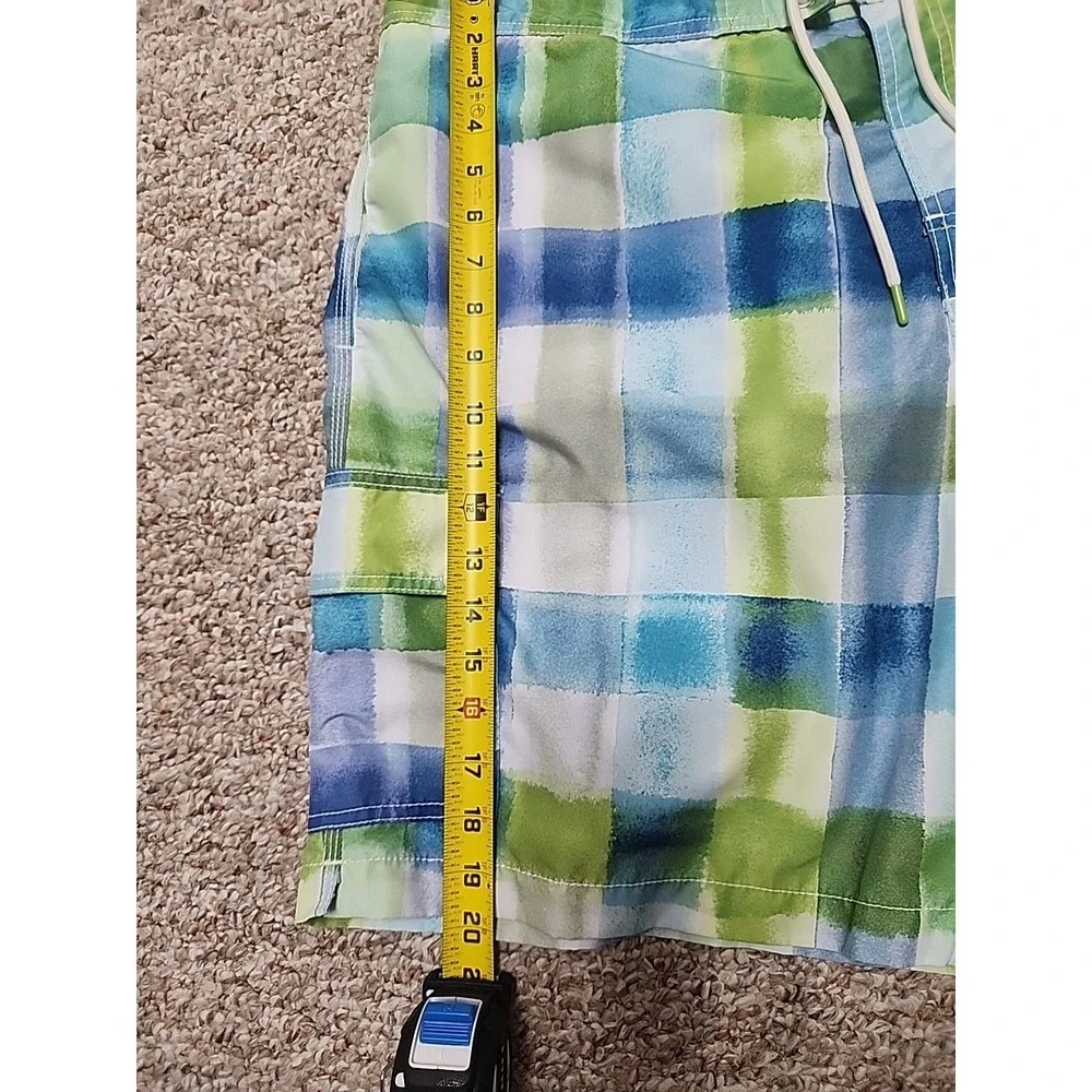 Tommy Bahama Baja Harbor Cove Blue Plaid Swimsuit Men's XXL Pockets‎ Liner Zip